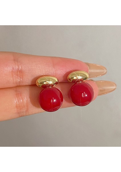 Kırmızı Noel Retro Sonbahar ve Kış Küpeleri Kadın Niş Küpeler Kadın Işık Lüks Mizaç Kıdemli Yeni Yıl Patlama Modelleri Yeni Küpeler (Yurt Dışından)