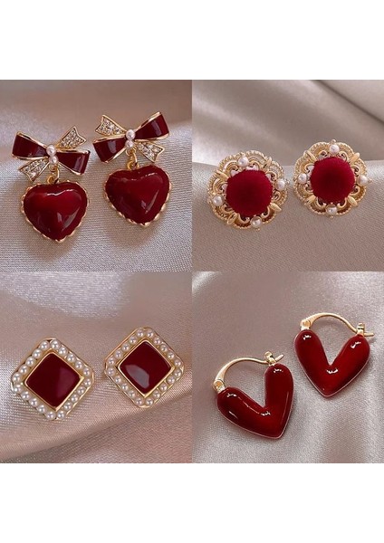 Kırmızı Noel Retro Sonbahar ve Kış Küpeleri Kadın Niş Küpeler Kadın Işık Lüks Mizaç Kıdemli Yeni Yıl Patlama Modelleri Yeni Küpeler (Yurt Dışından) modelleri