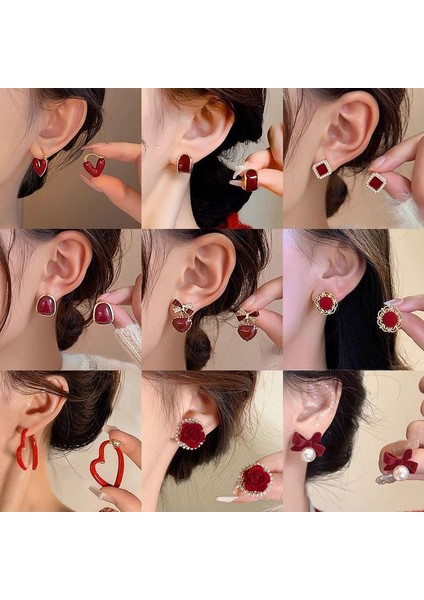 Kırmızı Noel Retro Sonbahar ve Kış Küpeleri Kadın Niş Küpeler Kadın Işık Lüks Mizaç Kıdemli Yeni Yıl Patlama Modelleri Yeni Küpeler (Yurt Dışından) indirimleri