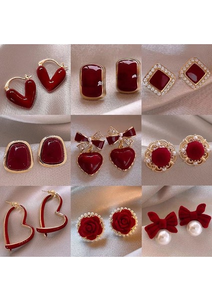 Kırmızı Noel Retro Sonbahar ve Kış Küpeleri Kadın Niş Küpeler Kadın Işık Lüks Mizaç Kıdemli Yeni Yıl Patlama Modelleri Yeni Küpeler (Yurt Dışından) fiyatları