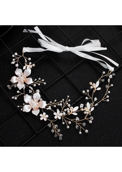 Gelin Başlığı El Yapımı Inci Saç Tarağı Tarak Estetik Yapay Elmas Çiçekler ve Yapraklar Saç Bandı Düğün Fotoğraf Plakası Saç Başlığı (Yurt Dışından) modelleri
