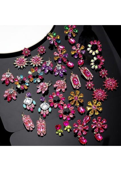 Ağır Hizmet Tipi Renkli Zirkon Küpeler Niş Tasarım Mizaç Çiçek Küpeler Hafif Lüks Üst Düzey Küpe Takı Duygusu (Yurt Dışından) fiyatları