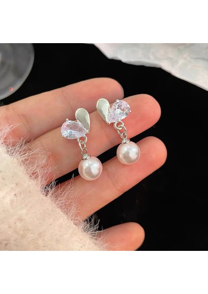 S925 Gümüş Iğne Yuvarlak Inci Küpe Fransız Retro Mizaç Küpe Hafif Lüks Kişilik Niş Tasarım Küpe (Yurt Dışından) modelleri