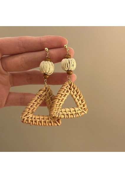 Moda Tatil Tarzı Örgü Çiçekler Aşk Küpe Tatlı Kız Kalp Küpe Basit Küçük Taze Küpe Kadın (Yurt Dışından)