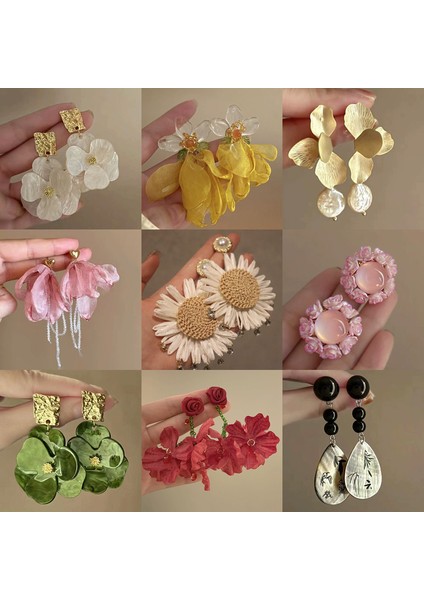 Moda Tatil Tarzı Örgü Çiçekler Aşk Küpe Tatlı Kız Kalp Küpe Basit Küçük Taze Küpe Kadın (Yurt Dışından) fiyatları