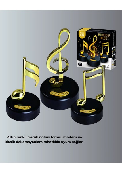 Bfs Sol Anahtarı Figürlü Dönen Müzik Kutusu Altın Renk Dekoratif indirimleri