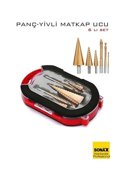 Bfs 6'lı Titanyum Kaplama Kademeli Panç Matkap Ucu Seti – Metal, Ahşap ve Plastik Için