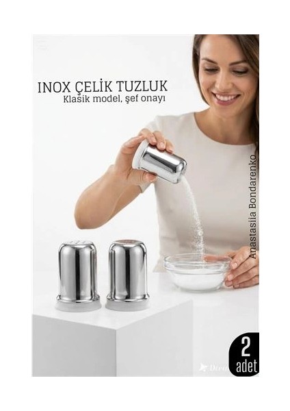 Bfs Inox Mini Tuzluk - 2 Li Set Paslanmaz Çelik – 6x3,5 cm Şık Sofra Yardımcısı