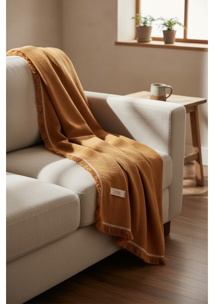 Odin Throw Koltuk Şalı Tv Battaniyesi 130X170 Hardal