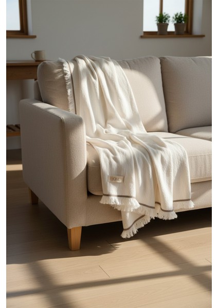 Odin Throw Koltuk Şalı Tv Battaniyesi 130X170 Krem