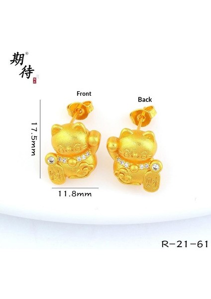 Kum Altınyeni Çin Altın Kalp Çiçekhafif Yüz Küçük Arı Çağıran Kedi Küpe(Yurt Dışından)