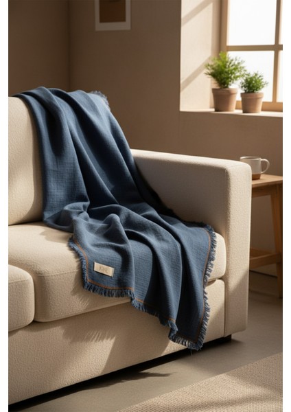 Odin Throw Koltuk Şalı Tv Battaniyesi 130X170 Denim