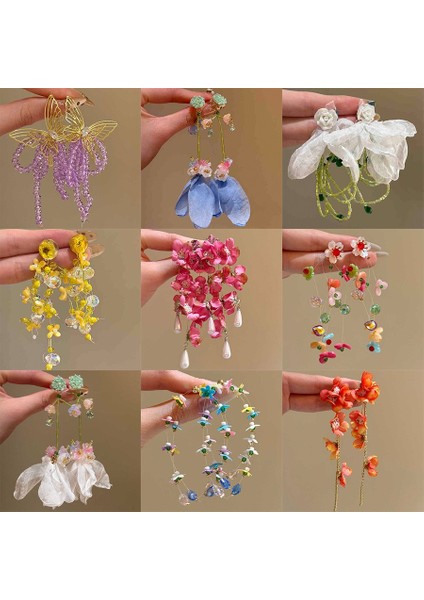 Gümüş Iğne Akrilik Pirinç Boncuk Şifon Çiçekler Püskülmori Tatil Tarzımoda Tatlı(Yurt Dışından) fiyatları