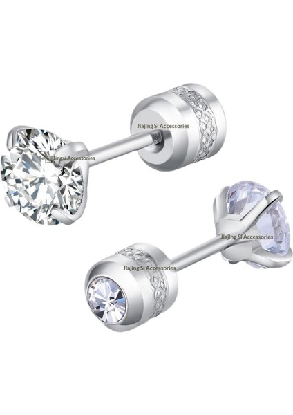 Moda Paslanmaz Çelik Dört Pençe 3A Zirkonya Ince Iğneçift Elmasküpe (Yurt Dışından) fiyatları