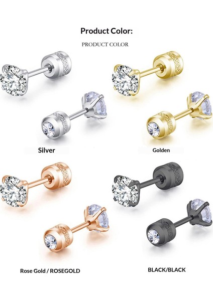 Moda Paslanmaz Çelik Dört Pençe 3A Zirkonya Ince Iğneçift Elmasküpe (Yurt Dışından) modelleri