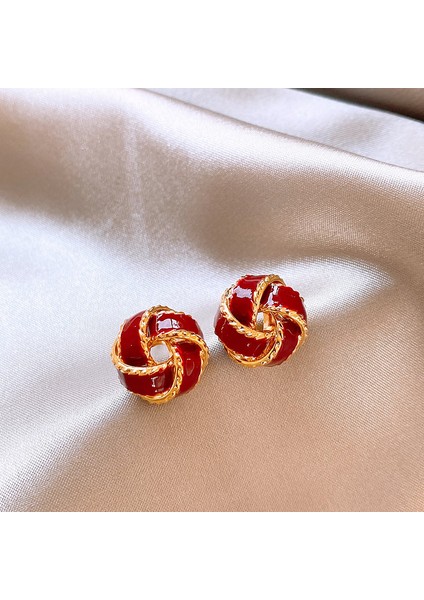 Yüksek Kaliteli 925 Gümüş Iğne Ankora Kırmızı Küpe Retro Işık Lüks Kıdemli Zirkonya Küpe Duygusu Basit Küpe Kadın (Yurt Dışından)