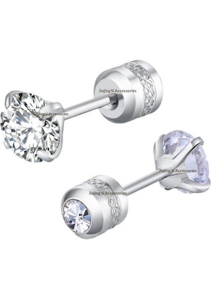 Moda Paslanmaz Çelik Dört Pençe 3A Zirkonya Ince Iğneçift Elmasküpe (Yurt Dışından) fiyatları