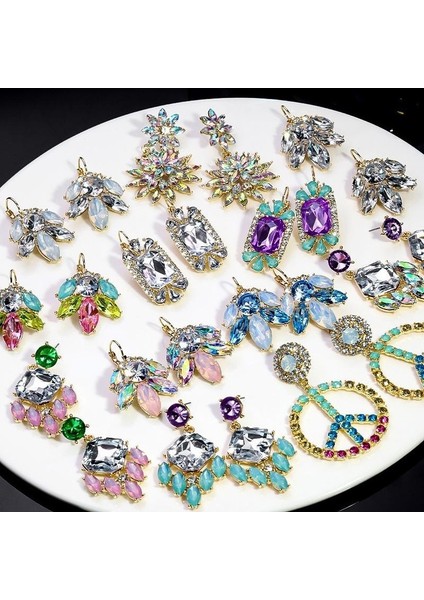 Ağır Iş Renkli Zirkon Küpe Niş Tasarım Mizaç Çiçek Küpe Hafif Lüks Yüksek Küpe Takı Duygusu (Yurt Dışından) indirimleri