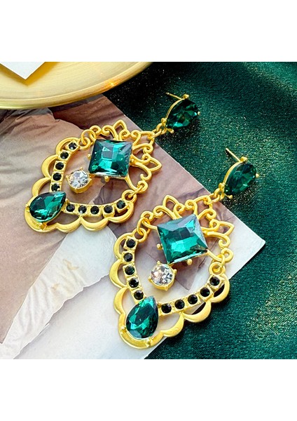 Vintage Bağbozumu Yeşil Küpe Fransız Antika Mahkeme Tarzı Atılı Kıdemli Zarafet Duygusu Mizaç Küpe Küpe (Yurt Dışından)