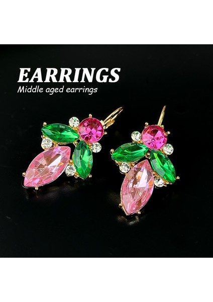 Ağır Iş Renkli Zirkon Küpe Niş Tasarım Mizaç Çiçek Küpe Hafif Lüks Yüksek Küpe Takı Duygusu (Yurt Dışından)