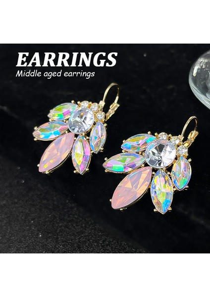 Ağır Iş Renkli Zirkon Küpe Niş Tasarım Mizaç Çiçek Küpe Hafif Lüks Yüksek Küpe Takı Duygusu (Yurt Dışından)