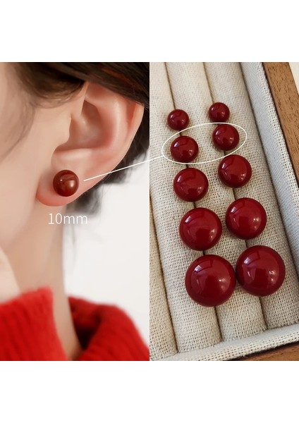 Hafif Lüks Çok Yönlü Ankora Kırmızı Atmosfer Küpe Duygusu Kadın Moda Mizaç Kıdemli Kare ve Yuvarlak Yüz Küpe Duygusu Aşk Küpeleri (Yurt Dışından)