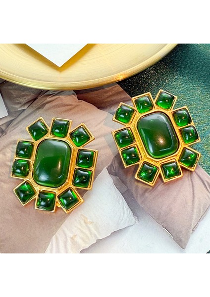 Vintage Bağbozumu Yeşil Küpe Fransız Antika Mahkeme Tarzı Atılı Kıdemli Zarafet Duygusu Mizaç Küpe Küpe (Yurt Dışından)