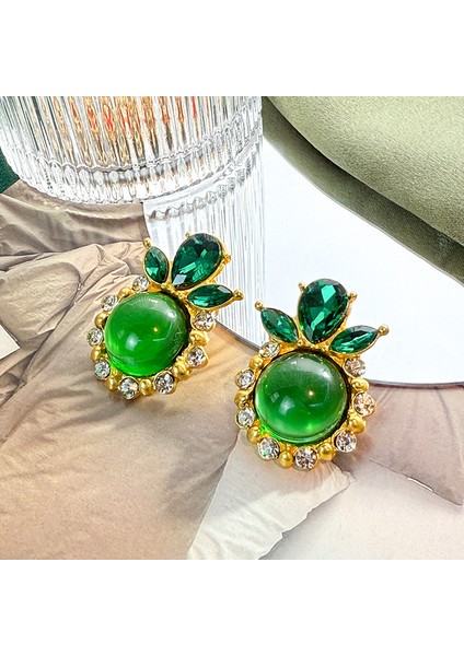 Vintage Bağbozumu Yeşil Küpe Fransız Antika Mahkeme Tarzı Atılı Kıdemli Zarafet Duygusu Mizaç Küpe Küpe (Yurt Dışından)