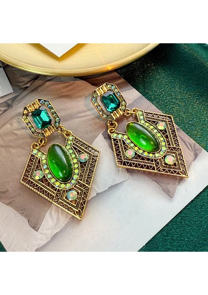 Vintage Bağbozumu Yeşil Küpe Fransız Antika Mahkeme Tarzı Atılı Kıdemli Zarafet Duygusu Mizaç Küpe Küpe (Yurt Dışından)