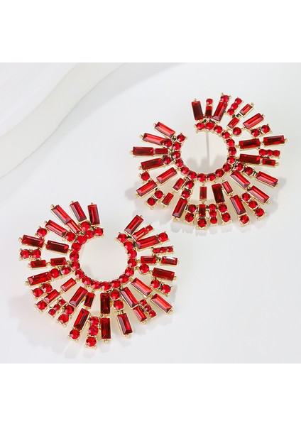 Ağır Iş Renkli Zirkon Küpe Niş Tasarım Mizaç Çiçek Küpe Hafif Lüks Yüksek Küpe Takı Duygusu (Yurt Dışından)