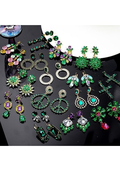 Ağır Iş Renkli Zirkon Küpe Niş Tasarım Mizaç Çiçek Küpe Hafif Lüks Yüksek Küpe Takı Duygusu (Yurt Dışından) modelleri