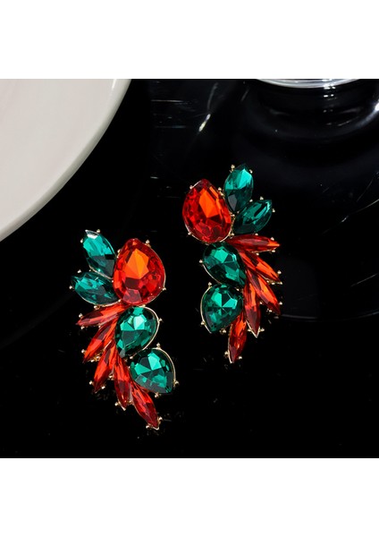 Ağır Iş Renkli Zirkon Küpe Niş Tasarım Mizaç Çiçek Küpe Hafif Lüks Yüksek Küpe Takı Duygusu (Yurt Dışından)