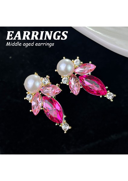 Ağır Iş Renkli Zirkon Küpe Niş Tasarım Mizaç Çiçek Küpe Hafif Lüks Yüksek Küpe Takı Duygusu (Yurt Dışından)