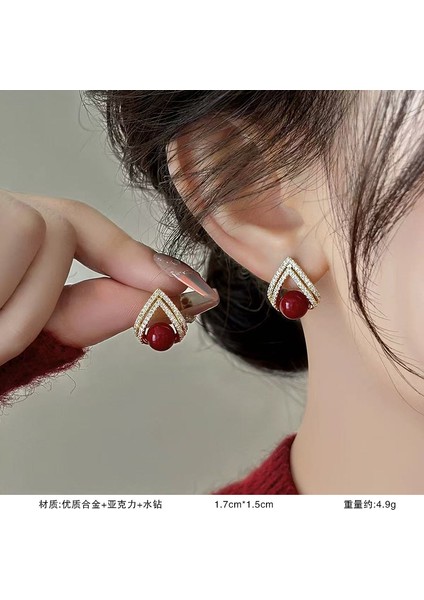 925 Gümüş Iğne Inci Küpe Fransız Retro Işık Lüks Niş Kıdemli Küpe Duygusu Kadın Kore Mizaç Küpe (Yurt Dışından)