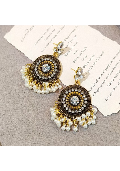 Avrupa ve Amerika Birleşik Devletleri Modasında Kıdemli Atmosfer Mizaç Küpeleri Duygusu Atılı Elmas Taklidi Uzun Püskül Küpeler Kadın (Yurt Dışından)