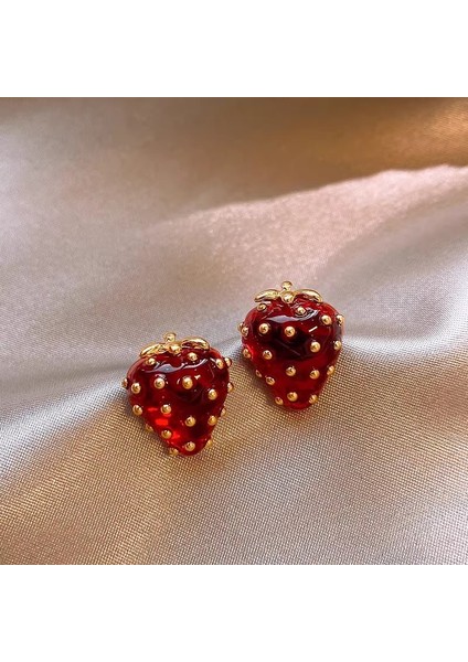 Yüksek Kaliteli 925 Gümüş Iğne Ankora Kırmızı Küpe Retro Işık Lüks Kıdemli Zirkonya Küpe Duygusu Basit Küpe Kadın (Yurt Dışından)