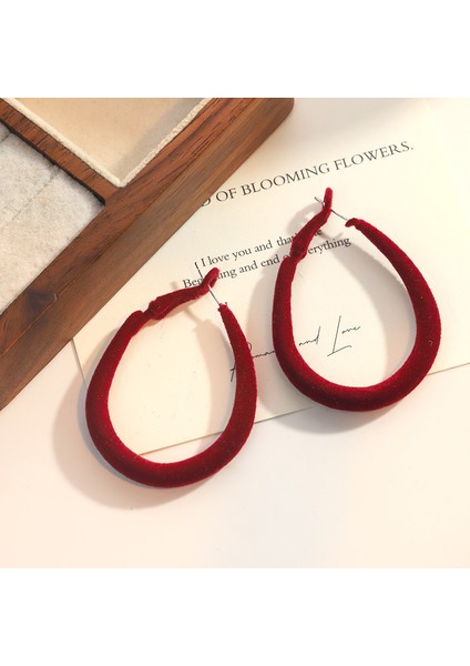 Ankora Kırmızı Akın Yay Küpe Sonbahar ve Kış Kıdemli Yüz Küpe Moda Retro Küpe (Yurt Dışından)