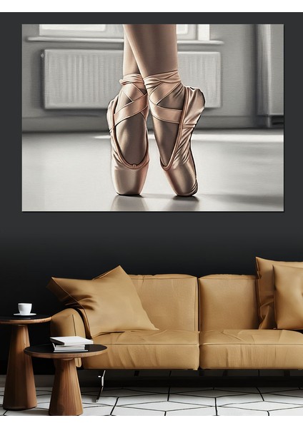 Bale Ayakkabılı Balerin Ayakları Yakın Plan Modern Sanat Dekoratif Kanvas - Mdf Ahşap Tablo