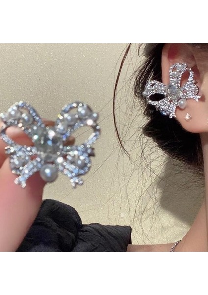 Kulak Deliği Yok Kulak Klipsi Soğuk Hissi Tasarım Küpeler Kadın Uzun Bölüm Püskül Inci Kulak Kemiği Klipsi (Yurt Dışından)