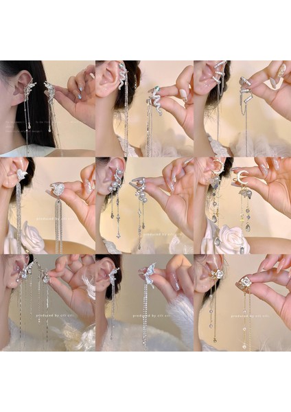 Kulak Deliği Yok Kulak Klipsi Soğuk Hissi Tasarım Küpeler Kadın Uzun Bölüm Püskül Inci Kulak Kemiği Klipsi (Yurt Dışından) fiyatları