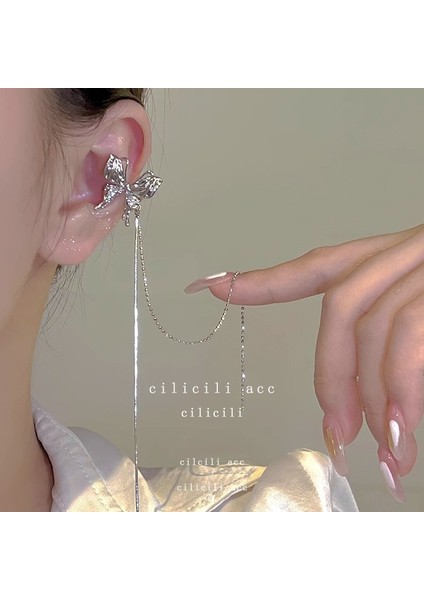 Kulak Deliği Yok Kulak Klipsi Soğuk Hissi Tasarım Küpeler Kadın Uzun Bölüm Püskül Inci Kulak Kemiği Klipsi (Yurt Dışından)