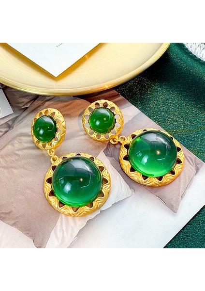 Vintage Bağbozumu Yeşil Küpe Fransız Antika Mahkeme Tarzı Atılı Kıdemli Zarafet Duygusu Mizaç Küpe Küpe (Yurt Dışından)