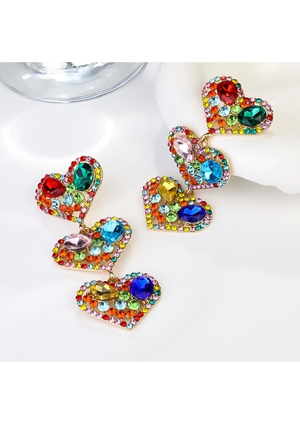 Ağır Iş Renkli Zirkon Küpe Niş Tasarım Mizaç Çiçek Küpe Hafif Lüks Yüksek Küpe Takı Duygusu (Yurt Dışından)