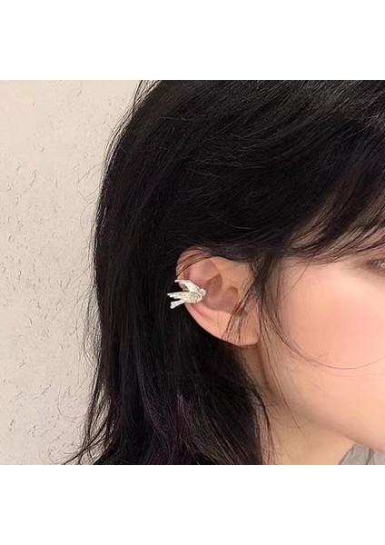 Kulak Deliği Yok Kulak Klipsi Soğuk Hissi Tasarım Küpeler Kadın Uzun Bölüm Püskül Inci Kulak Kemiği Klipsi (Yurt Dışından)