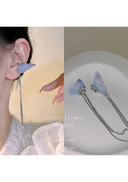 Kulak Deliği Yok Kulak Klipsi Soğuk Hissi Tasarım Küpeler Kadın Uzun Bölüm Püskül Inci Kulak Kemiği Klipsi (Yurt Dışından)