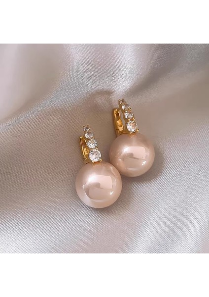 Gümüş Iğne Kıdemli Zirkonya Inci Küpe Duygusu Fransız Niş Retro Işık Lüks Küpe Küpe Takı Kadın (Yurt Dışından)