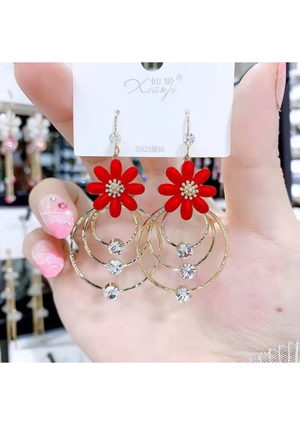 Avrupa ve Amerika Birleşik Devletleri Modasında Kıdemli Atmosfer Mizaç Küpeleri Duygusu Atılı Elmas Taklidi Uzun Püskül Küpeler Kadın (Yurt Dışından)