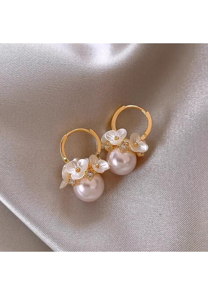 Gümüş Iğne Kıdemli Zirkonya Inci Küpe Duygusu Fransız Niş Retro Işık Lüks Küpe Küpe Takı Kadın (Yurt Dışından)