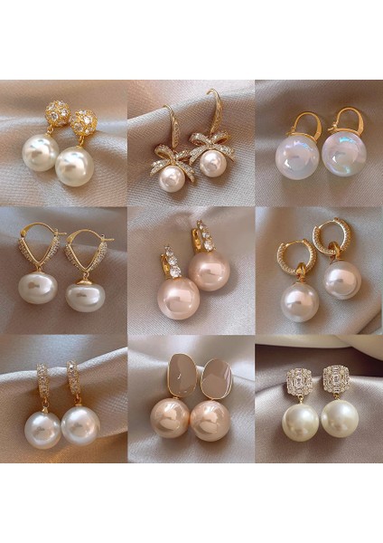 Gümüş Iğne Kıdemli Zirkonya Inci Küpe Duygusu Fransız Niş Retro Işık Lüks Küpe Küpe Takı Kadın (Yurt Dışından) modelleri