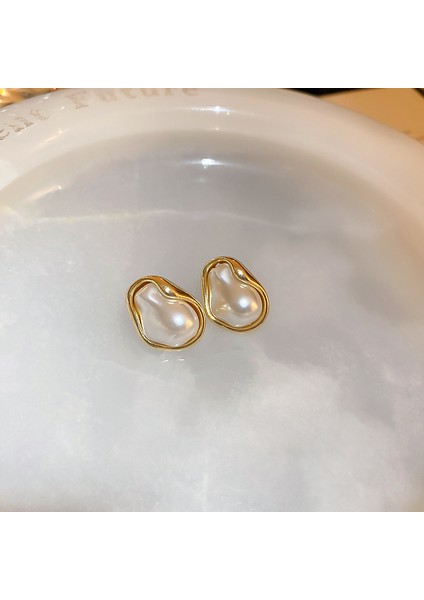 Elektroliz Gümüş Iğne Tatlı Su Inci Çiçek Küpe Moda Üst Düzey Küpe Duygusu Fransız Işık Lüks ve Zarif Küpe Kadın (Yurt Dışından)